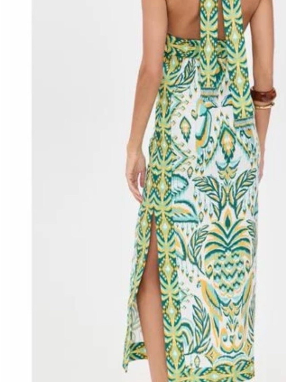 NWT FARM Rio Green & Yellow Halter Dress - Picture 7 of 16